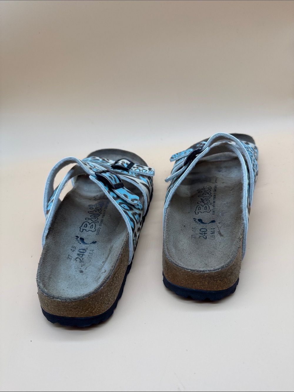 Birkenstock Blue Leopard Print Women's Sandals - Picture 4 of 7